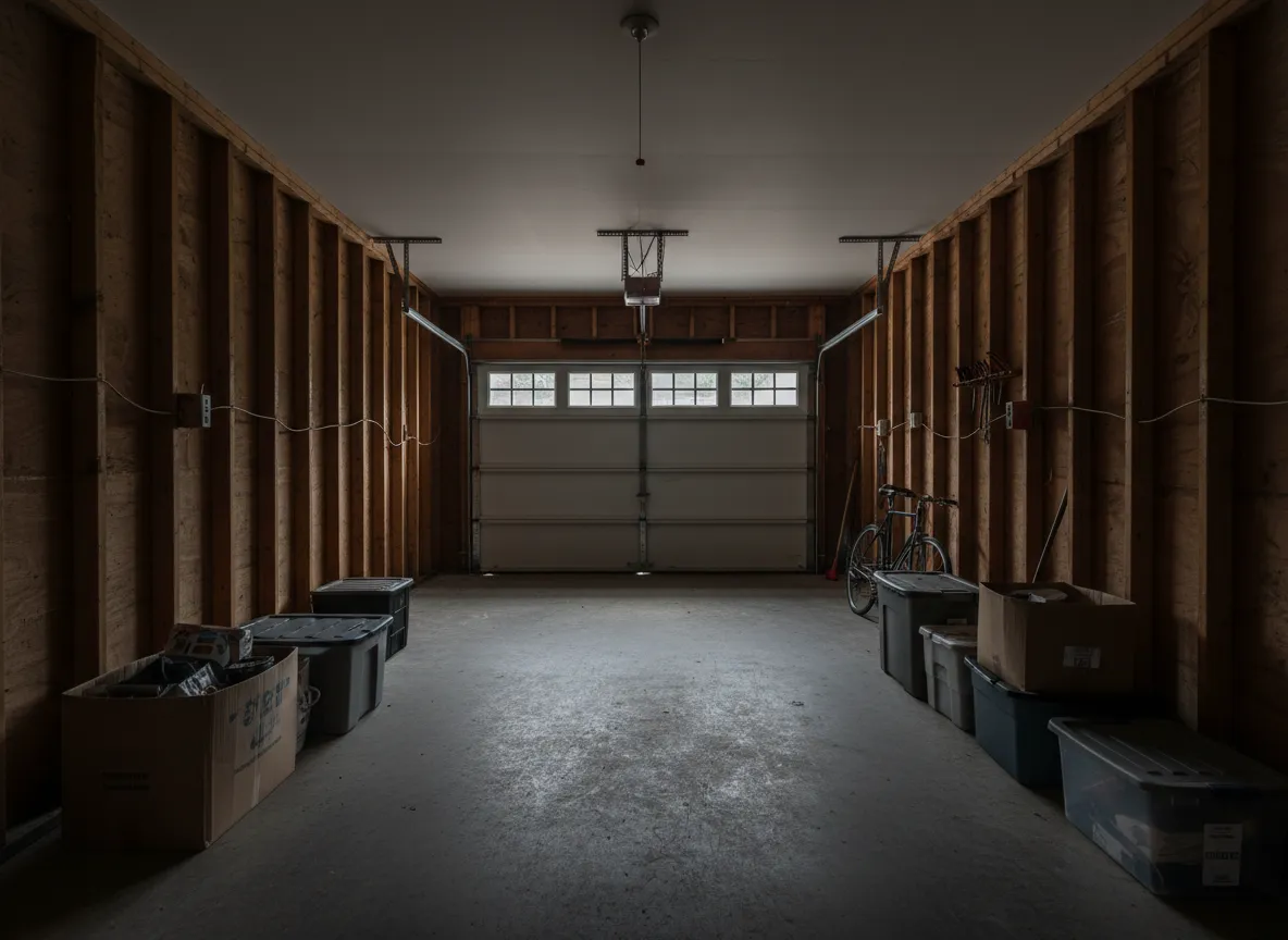 Before garage conversion - typical dark San Diego garage space